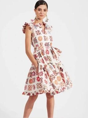 La DoubleJ Short And Sassy Flared Dress Vetrata Floral Print XS